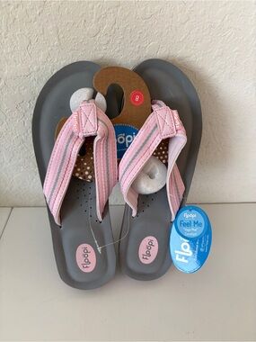 Floopi Women's Textured Thong Flip Flops Pink / Gray Color Size 8 New